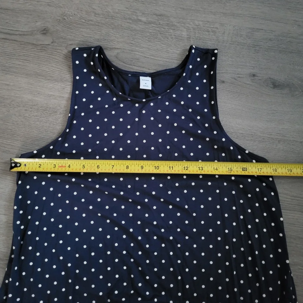 Old Navy Womens Navy Blue Polka Dot Sleeveless Swing Dress Summer Medium NEW